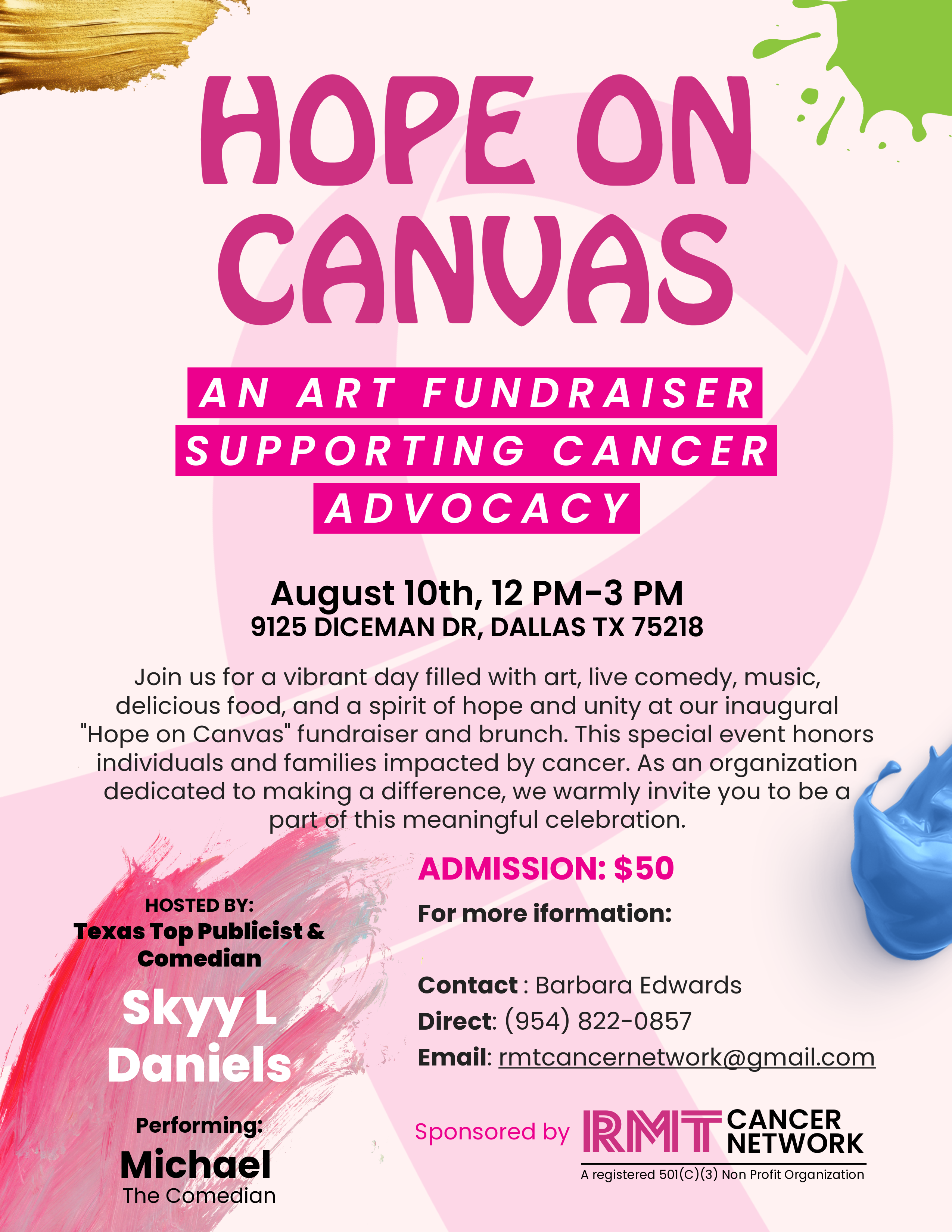 Hope on canvas art fundraiser poster for event